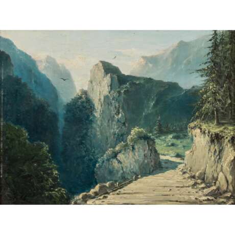 HYBLER, STANISLAV (geb. 1924), "Weg im Hochgebirge am Rand der Schlucht", - Foto 1