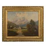 BAUER, C. (BAUR?, 19. Jahrhundert), "Romantische Landschaft mit Dorf in den Alpen", - Foto 2