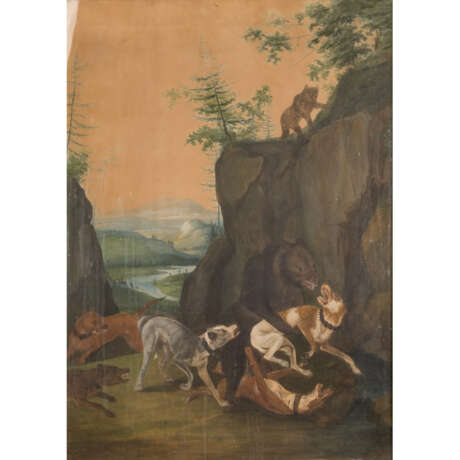 KÜNSTLER/IN 18. Jahrhundert, "Bärenhatz zwischen Felsen", - photo 1