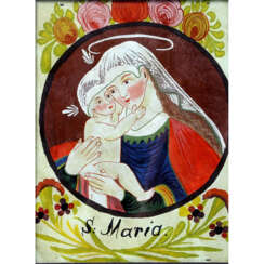 Hinterglasbild "S. MARIA mit Christusknaben", Süddeutschland 19. Jahrhundert,