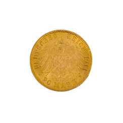 Preußen/GOLD - 20 Mark 1911/A, Wilhelm II., ss., Randkerben,