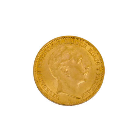 Preußen/GOLD - 20 Mark 1911/A, Wilhelm II., ss., Randkerben, - Foto 2