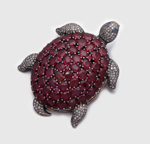 Russische Schildkrötenbrosche mit Rubinen - Foto 1