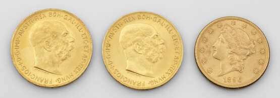 Drei Gold-Münzen von 1915 und 1896 - photo 1