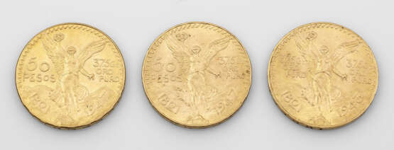 Drei Mexikanische Gold-Münzen von 1943 und 1947 - фото 1