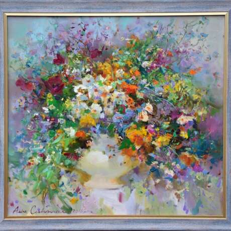 “Wild flowers” Canvas Oil paint Impressionist Still life 2018 - photo 1