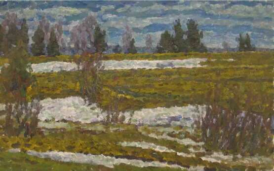 “April (April)” Cardboard Oil paint Impressionist Landscape painting 1976 - photo 1