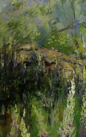 “April morning 2020” Canvas Oil paint Impressionist Landscape painting 2020 - photo 5