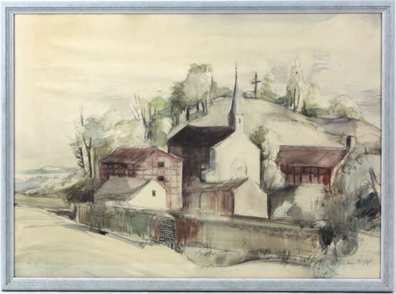 dänische Landschaft mit Dorfkirche - Nielsen, Baldur - фото 1
