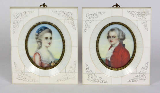 2 Miniatur Portrait Mozart u. Gattin - фото 1