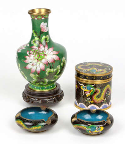 Cloisonné Rauchset u. Vase - Foto 1