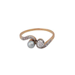 Jugendstil Ring mit Perle und Altschliffdiamant
