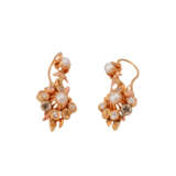 Paar Ohrhänger mit Perlen und Altschliffdiamanten, - Foto 2