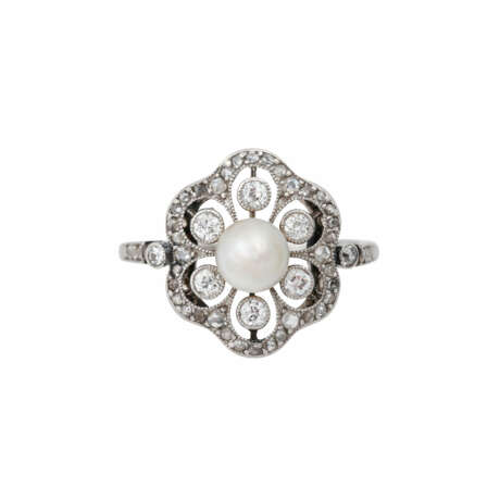 Art Déco Ring mit Perle und Diamanten - Foto 1
