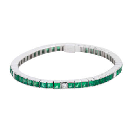 Armband mit Smaragdcarrés und Diamanten - Foto 3