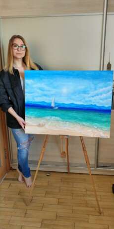 “Яхта в море/Yacht in the sea” Canvas Acrylic paint Realism Marine art 2020 - photo 2