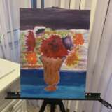 “flowers in orange vase” Canvas Acrylic paint Impressionist Still life 2020 - photo 1