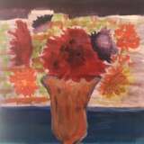 “flowers in orange vase” Canvas Acrylic paint Impressionist Still life 2020 - photo 2