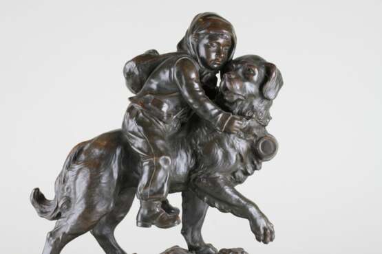 “The Sculpture St. Bernard.” Adrien Étienne Gaudez (1845 - 1902) Bronze Molding Animalistic конец 19 века - photo 1