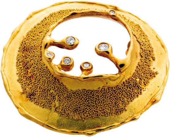 Große Goldbrosche / Ring mit Brillanten - photo 1