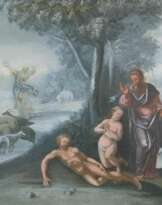 Seltene Folge von 4 Gemälden: Die Geschichte der ersten Menschen