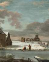 Winterlandschaft mit Schlittschuhläufern