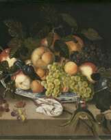 Tafelstilleben mit Früchten, einer Tulpe und Insekten