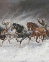 Quadriga von Wölfen verfolgt