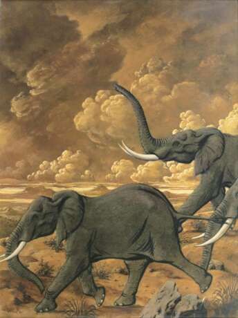 Werner Peiner. Triptychon: Laufende Elefanten - photo 2