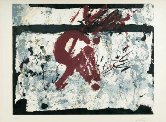 Antoni Tàpies. Lithographie in zwei Schwarz, zwei Grau, Beige und Rötlichbraun - photo 1