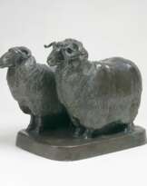 Imposante Bronzegruppe 'Zwei Schafe'