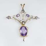 Jugendstil Amethyst-Perlen-Brosche - photo 1