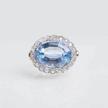 Art-déco Aquamarin-Diamant-Ring - photo 1