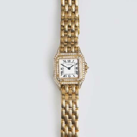 Cartier. Vintage Damen-Armbanduhr 'Panthere' mit Diamanten - Foto 1