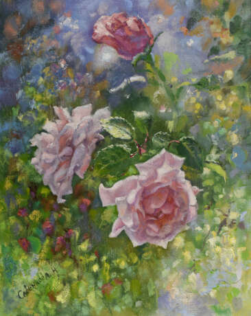 Gemälde, Ölgemälde „Rosen im Garten“, Leinwand, Ölfarbe, Impressionismus, Landschaftsmalerei, Russland, 2020 - Foto 1