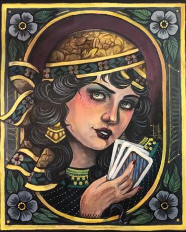 “The girl with the cards” Canvas Acrylic paint 2020 - photo 3