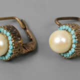 Paar Ohrstecker mit Perlen und Türkisen - фото 1