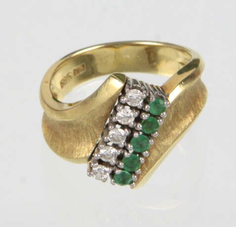 Brillant Smaragd Ring - Gelbgold 585 - фото 1