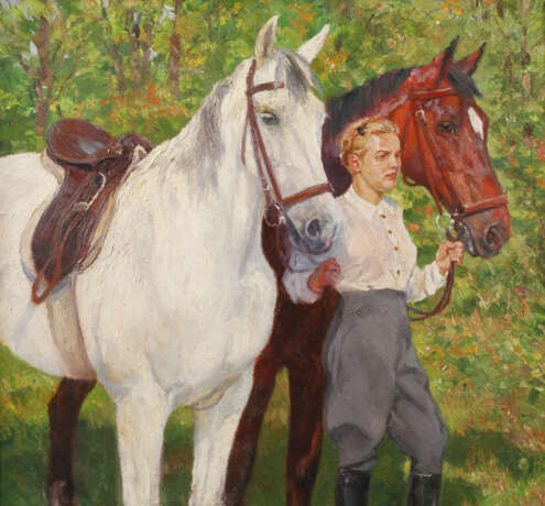 Hellmut Bachrach-Barée, zugeschrieben, Mädchen mit Pferden - фото 1