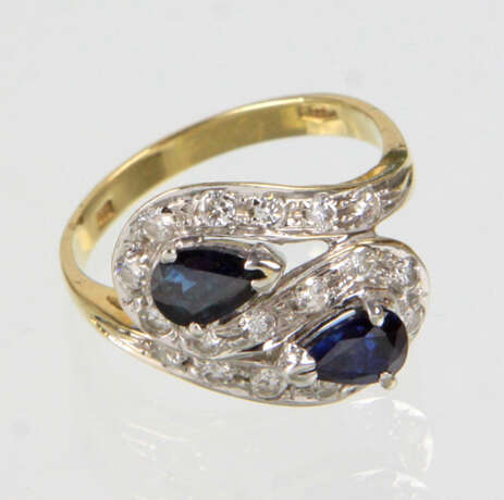 Saphir Brillant Ring - Gelbgold/Weissgold 585 - photo 1
