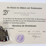 Ehrenkreuz Frontkämpfer mit Urkunde - фото 1