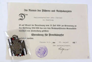 Ehrenkreuz Frontkämpfer mit Urkunde