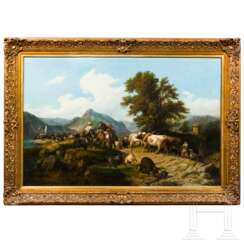 Italienische Landschaft mit Viehhirten, Italien, 2. Hälfte 19. Jahrhundert