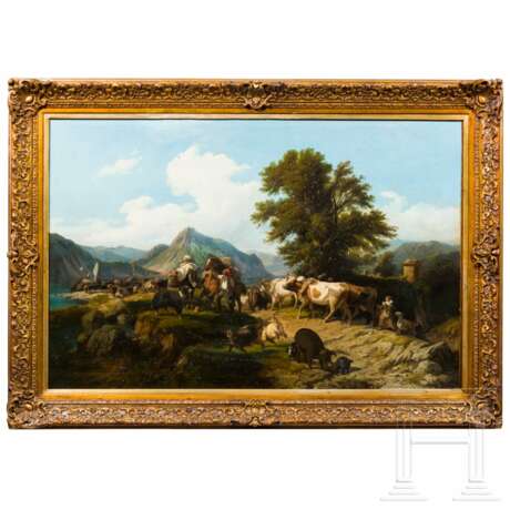 Italienische Landschaft mit Viehhirten, Italien, 2. Hälfte 19. Jahrhundert - фото 1