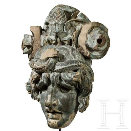 Ausdrucksstarke klassizistische Maske aus einer Boisserie, Italien, 19. Jahrhundert - Foto 3