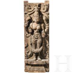 Hölzerne Tempelfigur, Indien, 18./19. Jahrhundert