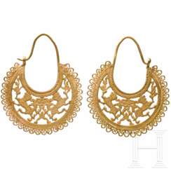 Ein Paar goldene Ohrringe, seldschukisch, 13. Jahrhundert
