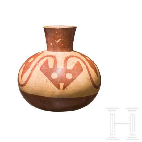 Kugelflasche mit rot-weißem Dekor, Huari(?), Peru, 500 - 1000 n. Chr. - photo 1