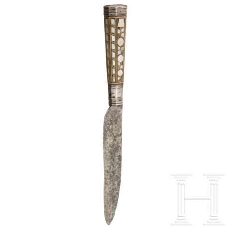 Datiertes und fein intarsiertes Messer, spätes 18. Jahrhundert - Foto 2