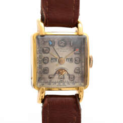 ASTROLUX Vintage Armbanduhr mit Kalender und Mondphase, ca. 1950/60er Jahre. Boden Stahl/Gehäuse vergoldet.